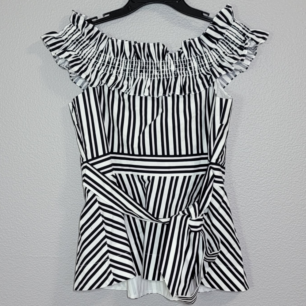 Kate Spade New York candy stripe off-the-shoulder top/ Size 12
